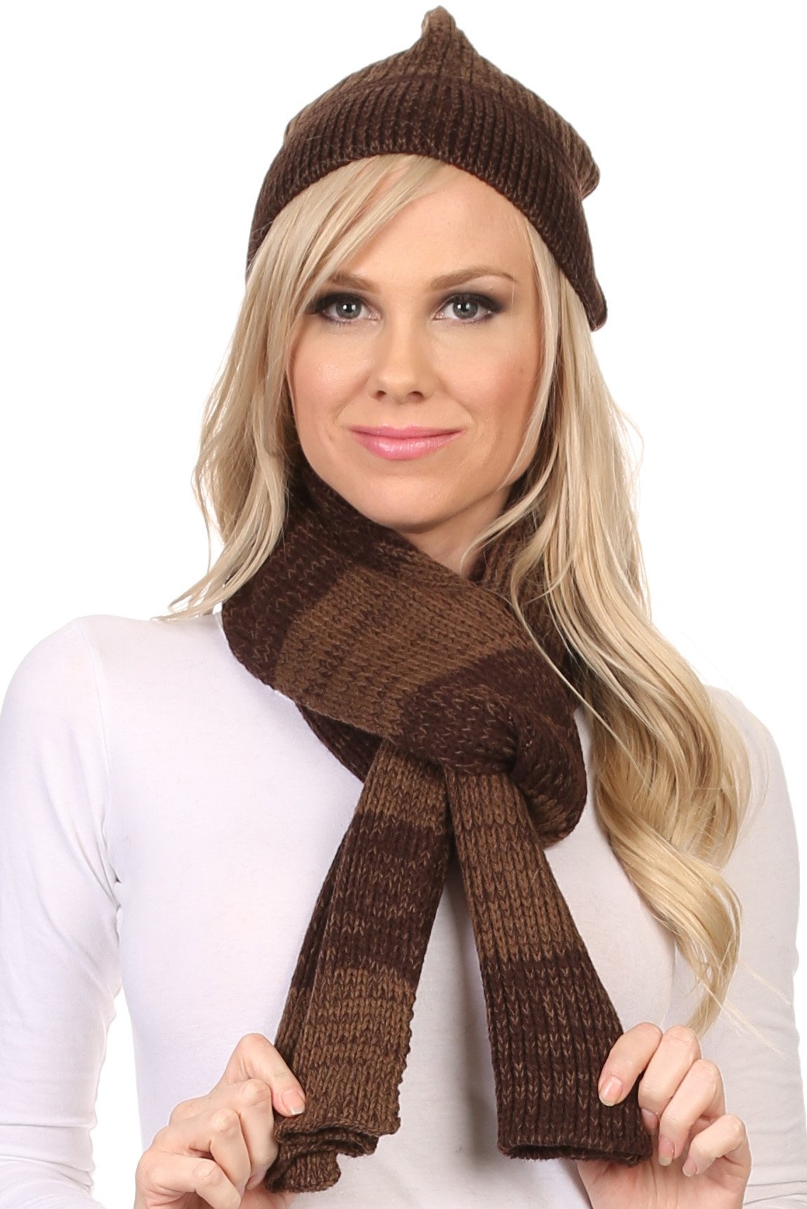 Sakkas Robin Unisex Ribbed Knit Heather Beanie Hat And Scarf Set