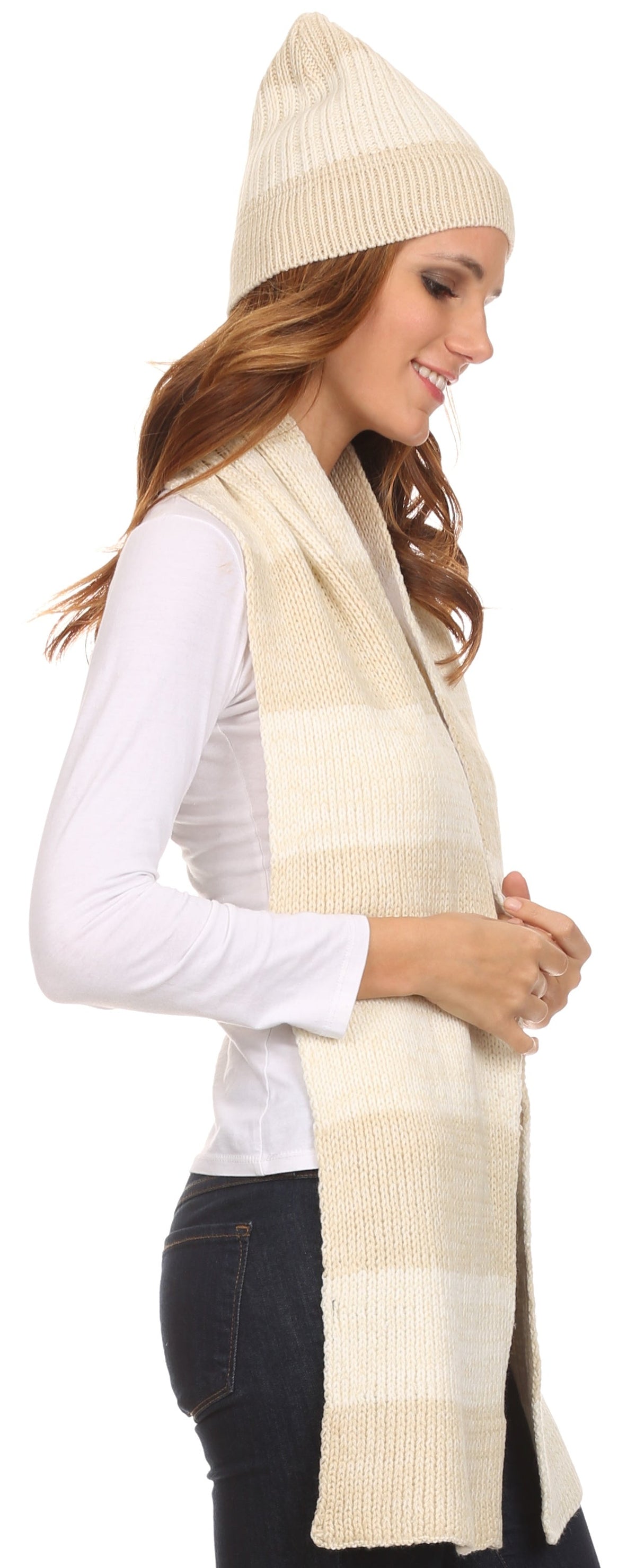 Sakkas Robin Unisex Ribbed Knit Heather Beanie Hat And Scarf Set