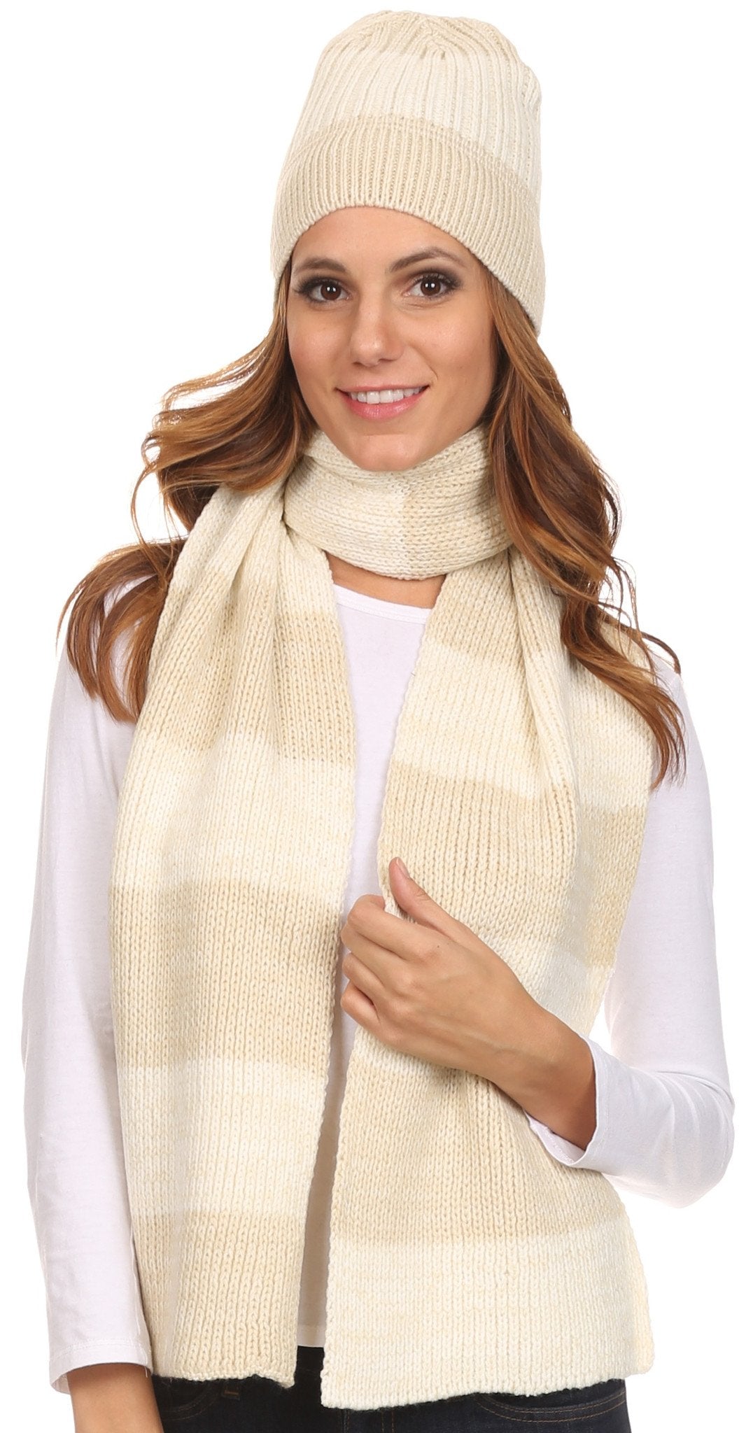 Sakkas Robin Unisex Ribbed Knit Heather Beanie Hat And Scarf Set