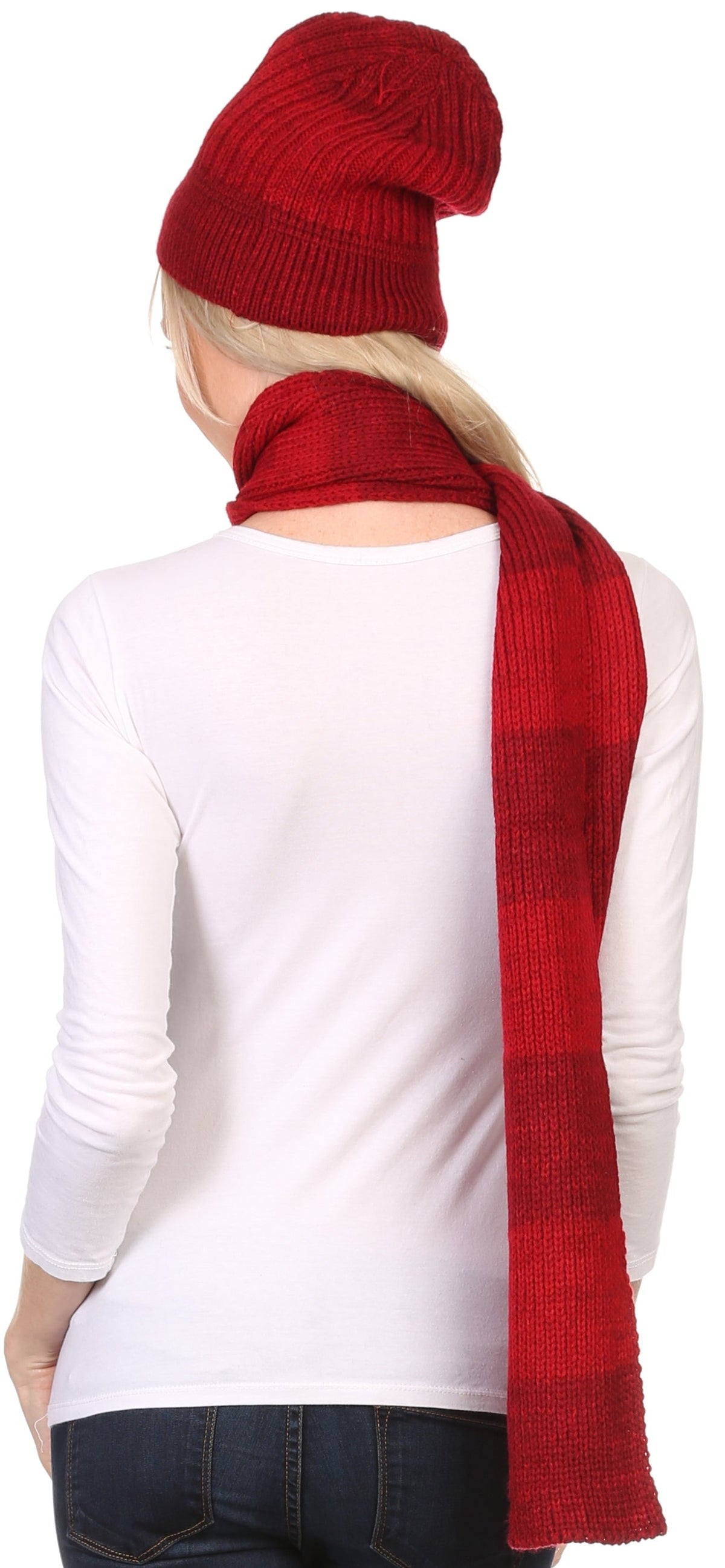Sakkas Robin Unisex Ribbed Knit Heather Beanie Hat And Scarf Set
