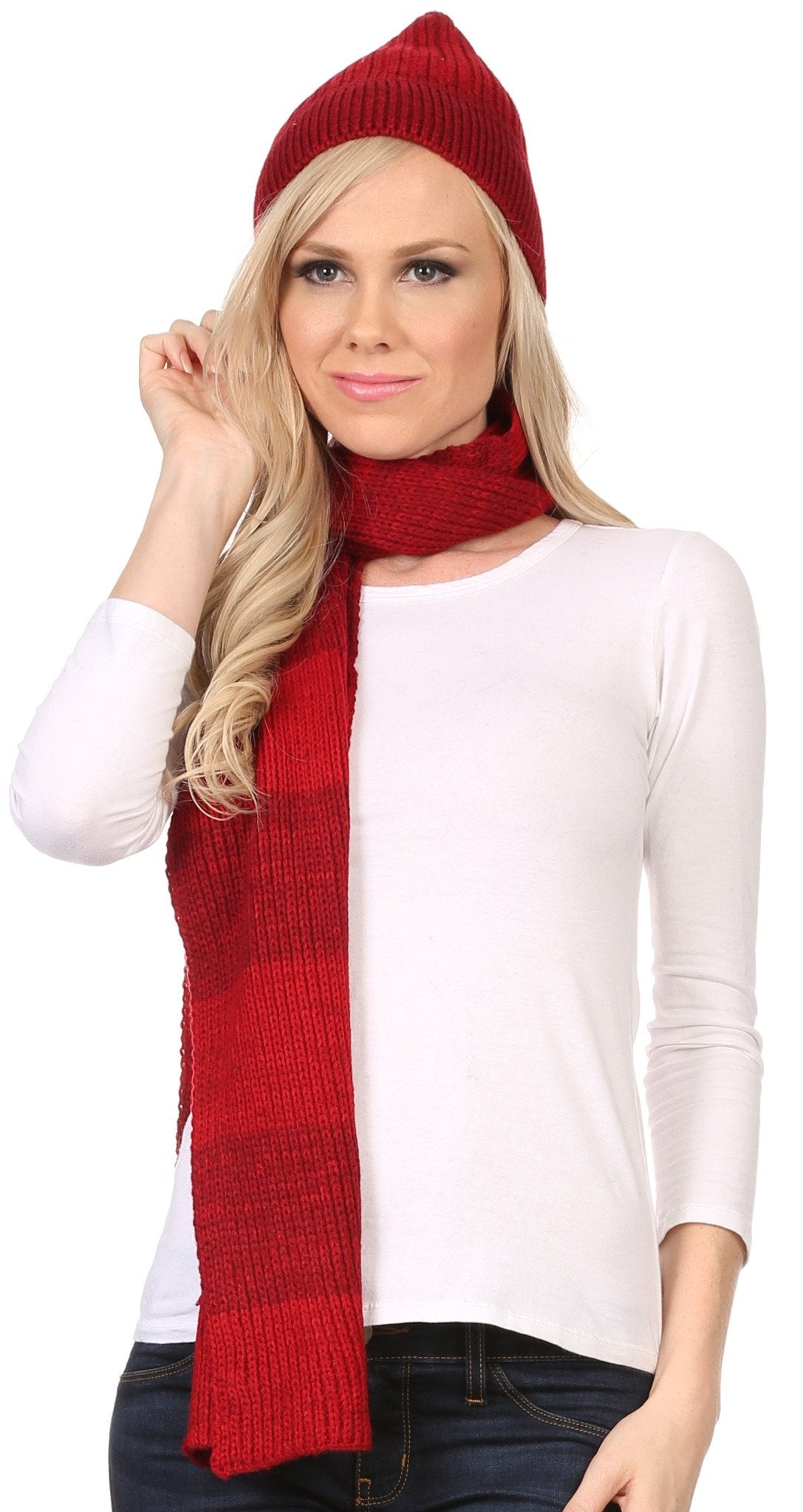 Sakkas Robin Unisex Ribbed Knit Heather Beanie Hat And Scarf Set