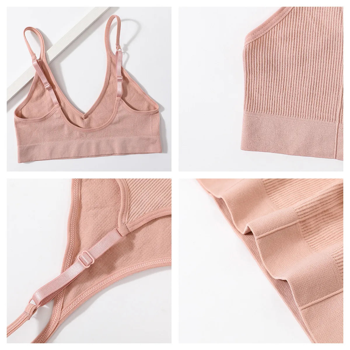 Women Seamless Bra And Panties Set Low Rise Thongs U-Shape Back Crop Top Bralette Comfort Sport Underwear Sexy Lingerie Set