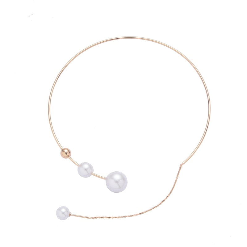 Big White Imitation Pearl Choker Necklace Clavicle Chain Fashion Necklace