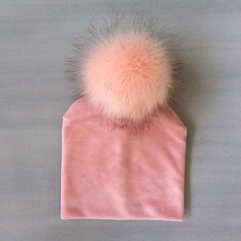 Kids Girls Solid Hat With Pompon Baby Beanie Pompom Cap Children&