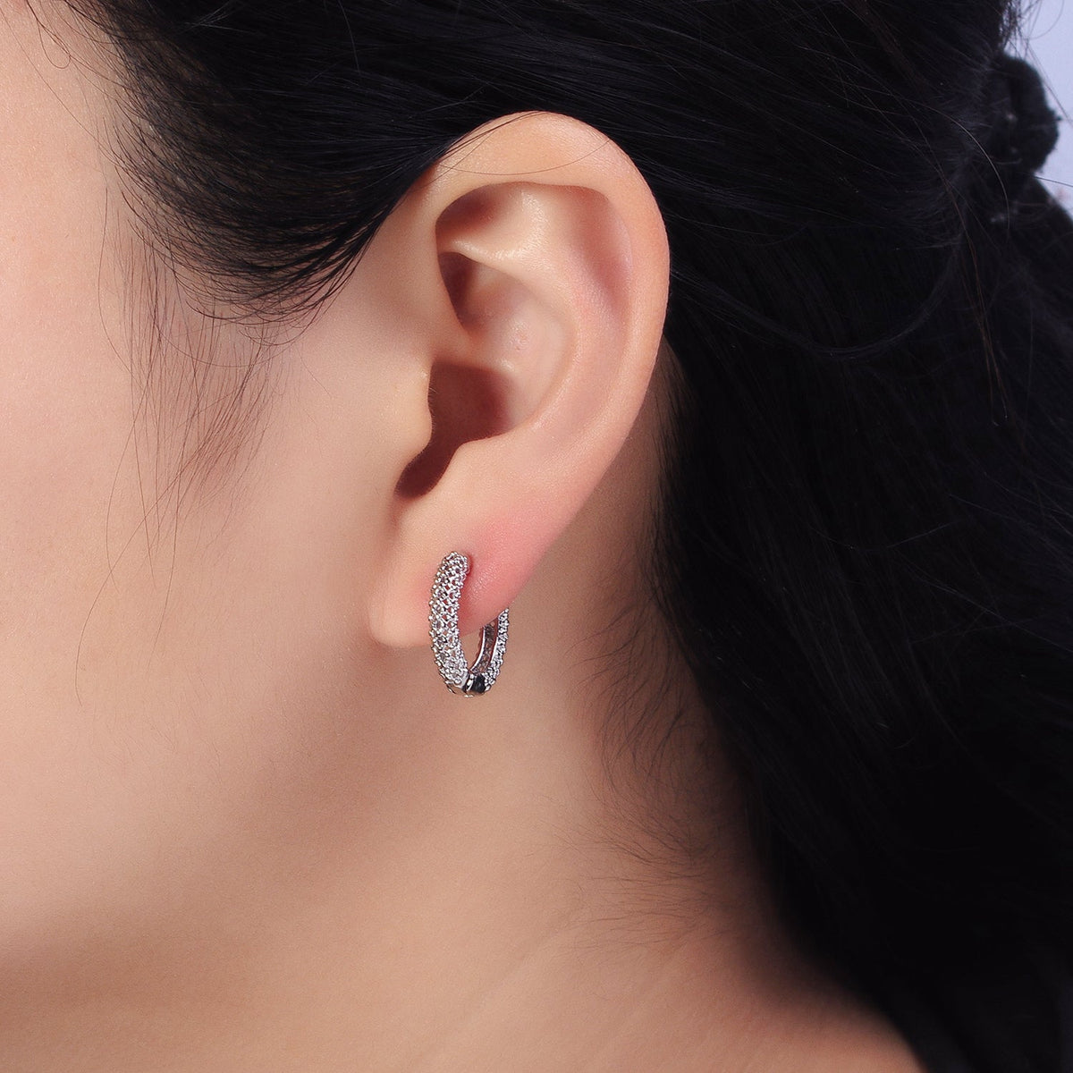 16K Gold Filled 16mm Filigree Geometric Huggie Earrings in Gold & Silver | AB453 AB438