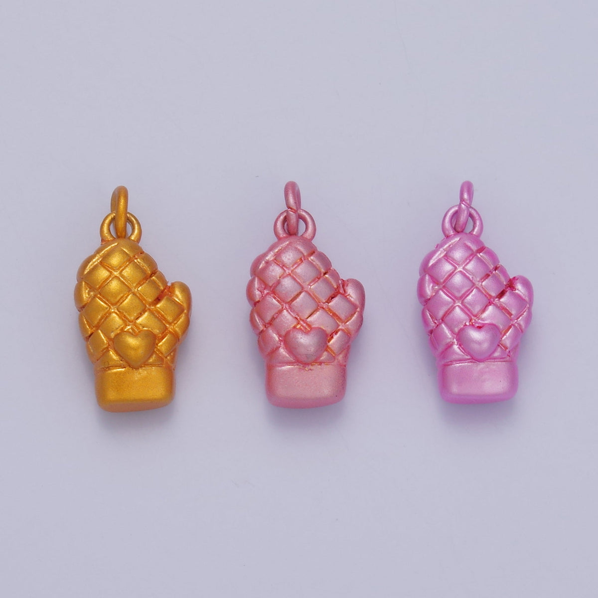24K Gold Filled Baby Pink, Orange, Pink Heart Mitten Baking Glove Charm | C021 C022
