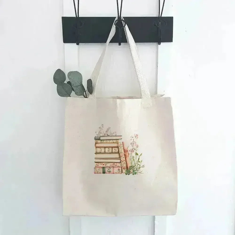 Spring Book Stack - Canvas Tote Bag