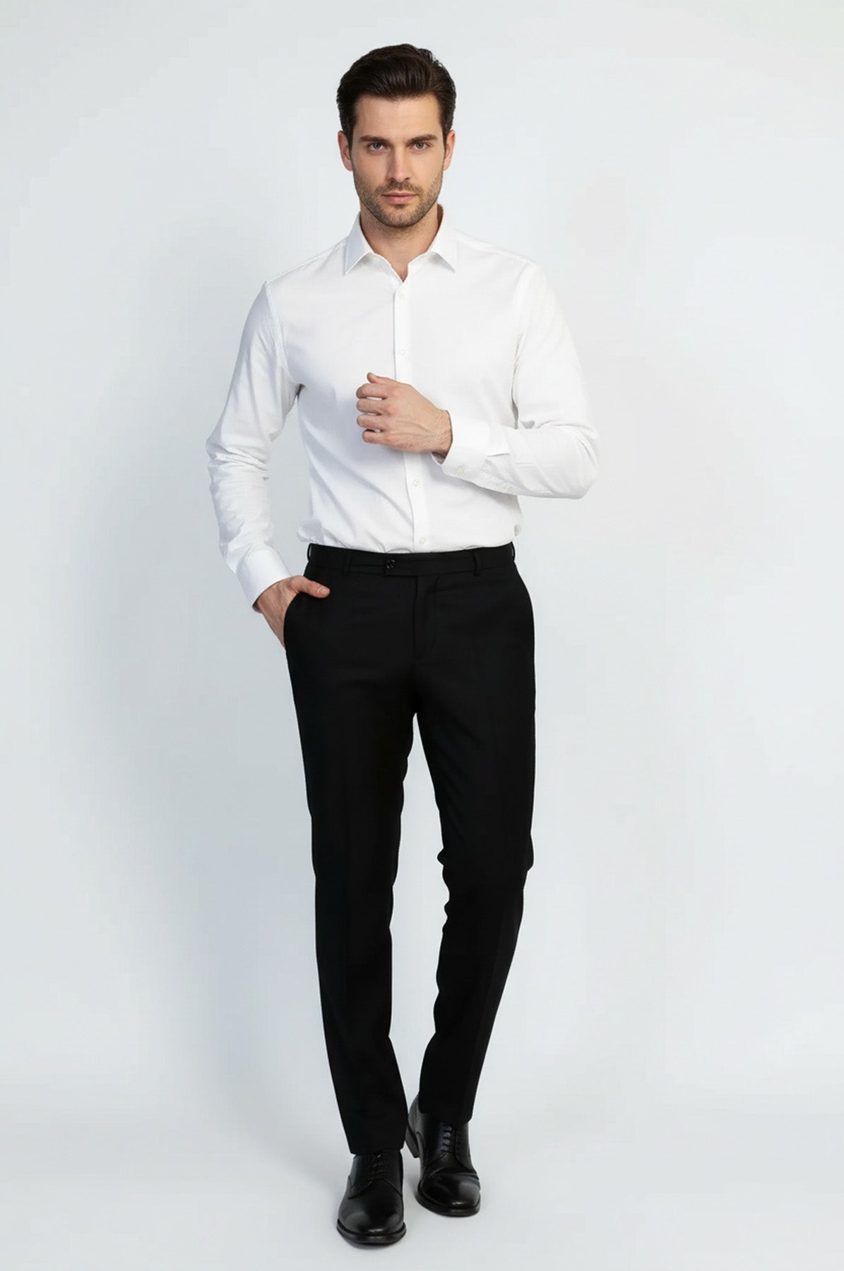 Black Classic Solid Fabric Trousers – Wessi