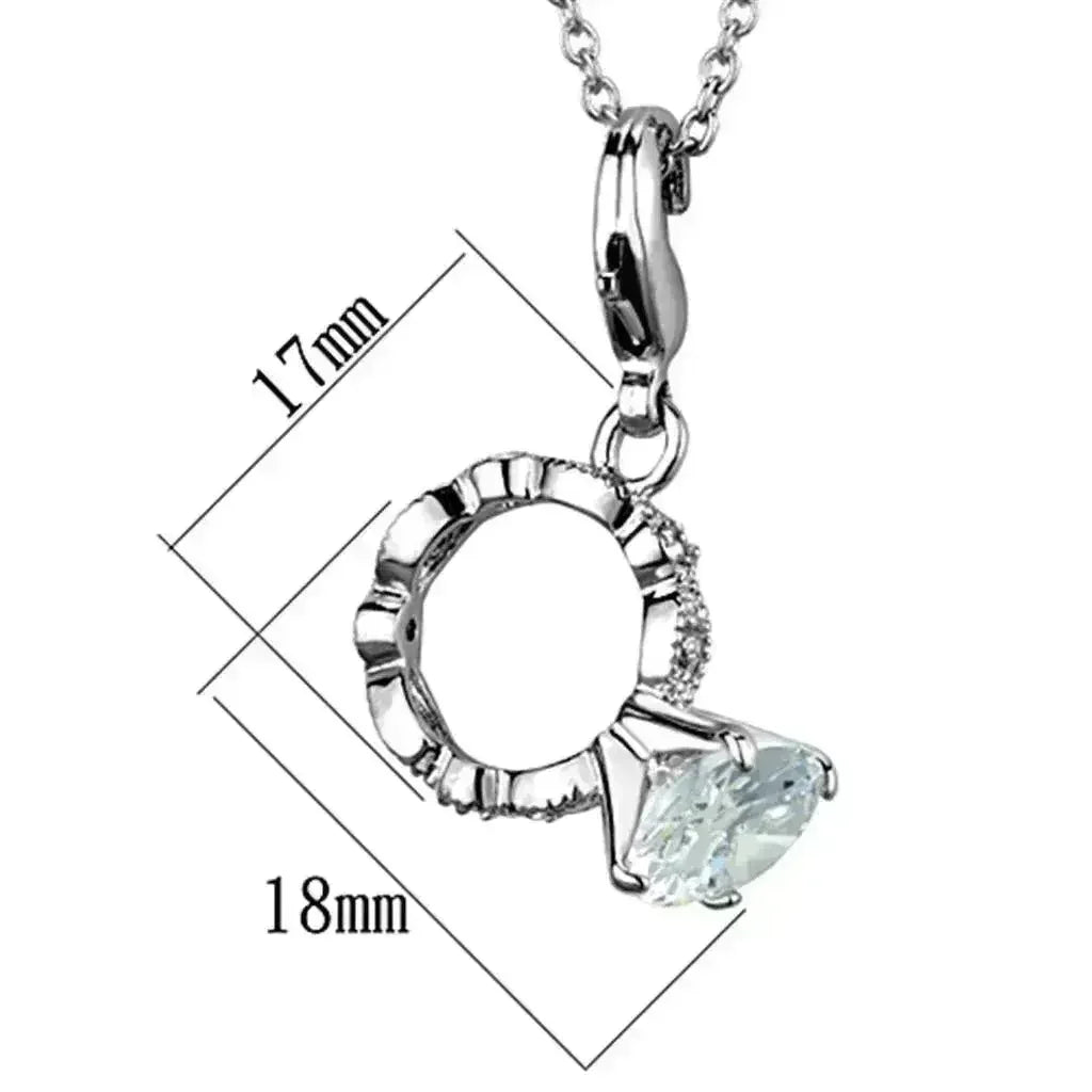 LO3490 - Rhodium Brass Pendant with AAA Grade CZ in Clear