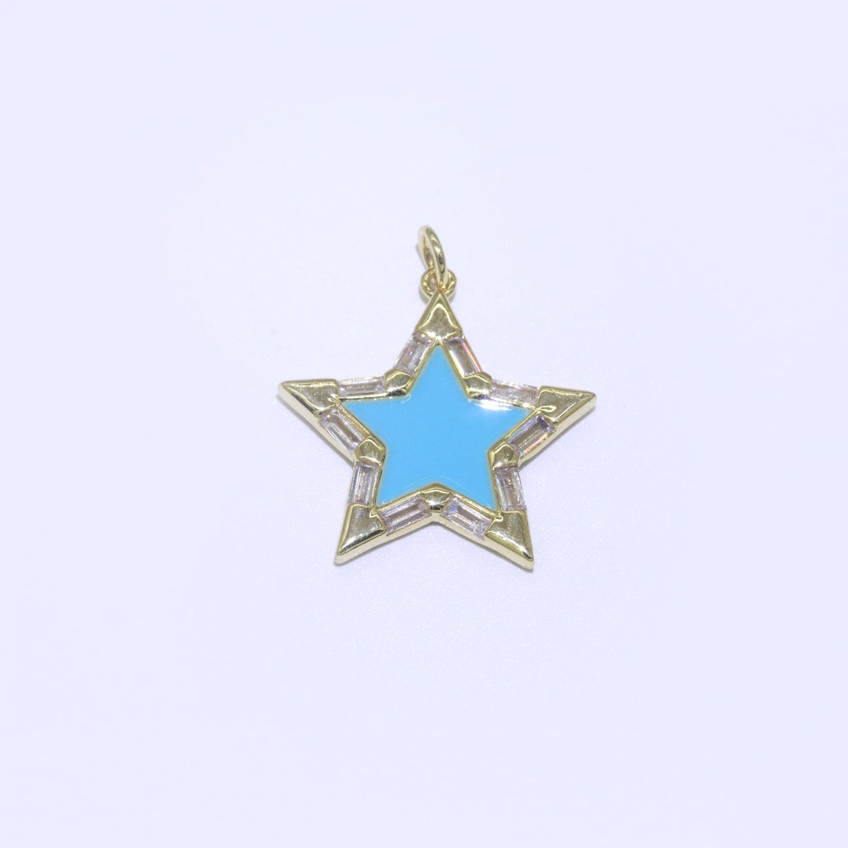 16K Gold Filled 25mm Enamel Baguette CZ Celestial Star Charm | M325 - M335 Charms-00325