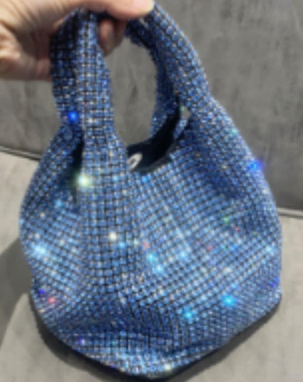 Full Diamond Bag Bucket Rhinestone Chain Purse