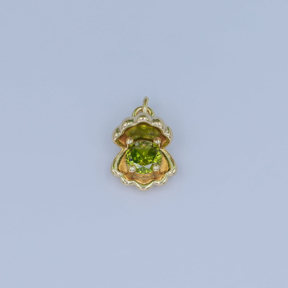 24K Gold Filled 14.5mm CZ Sea Shell Clam 3D Multidimensional Charm | N033