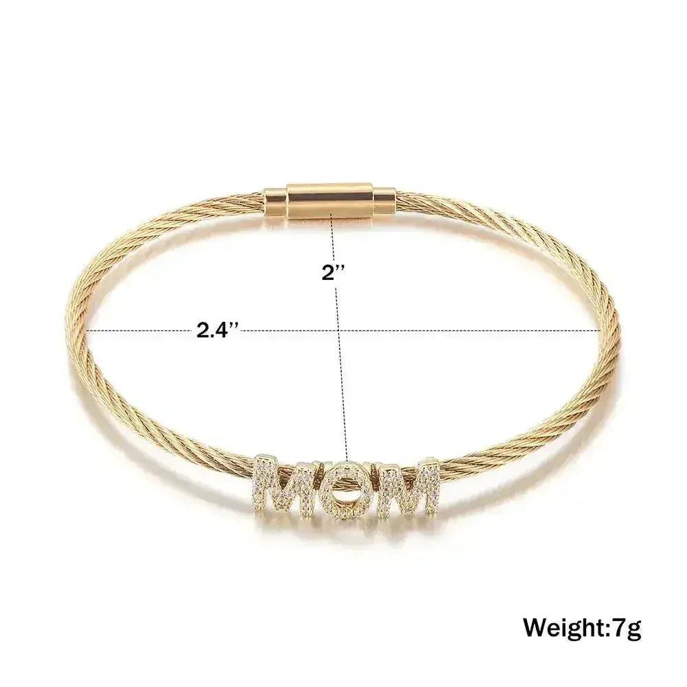 "Mom" Pave Bracelet - Hypoallergenic 316L Stainless Steel Jewelry