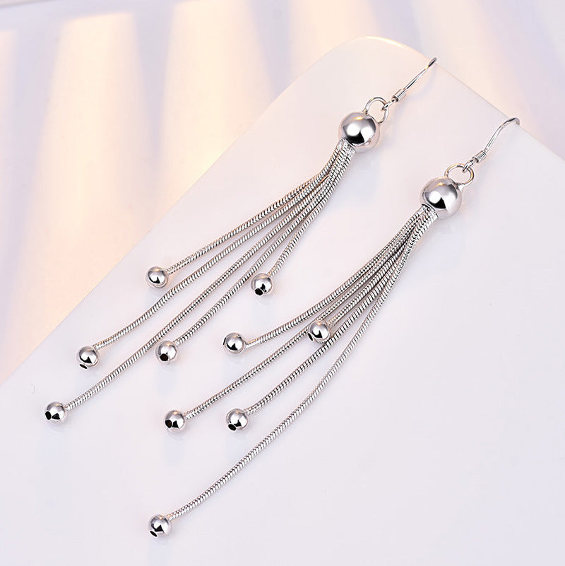 Long Beaded Fringe Earrings