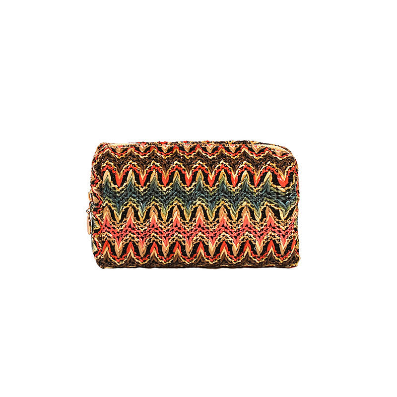 Woven cosmetic bag, change lipstick storage bag, portable cosmetic bag retro m travel travel square bag small