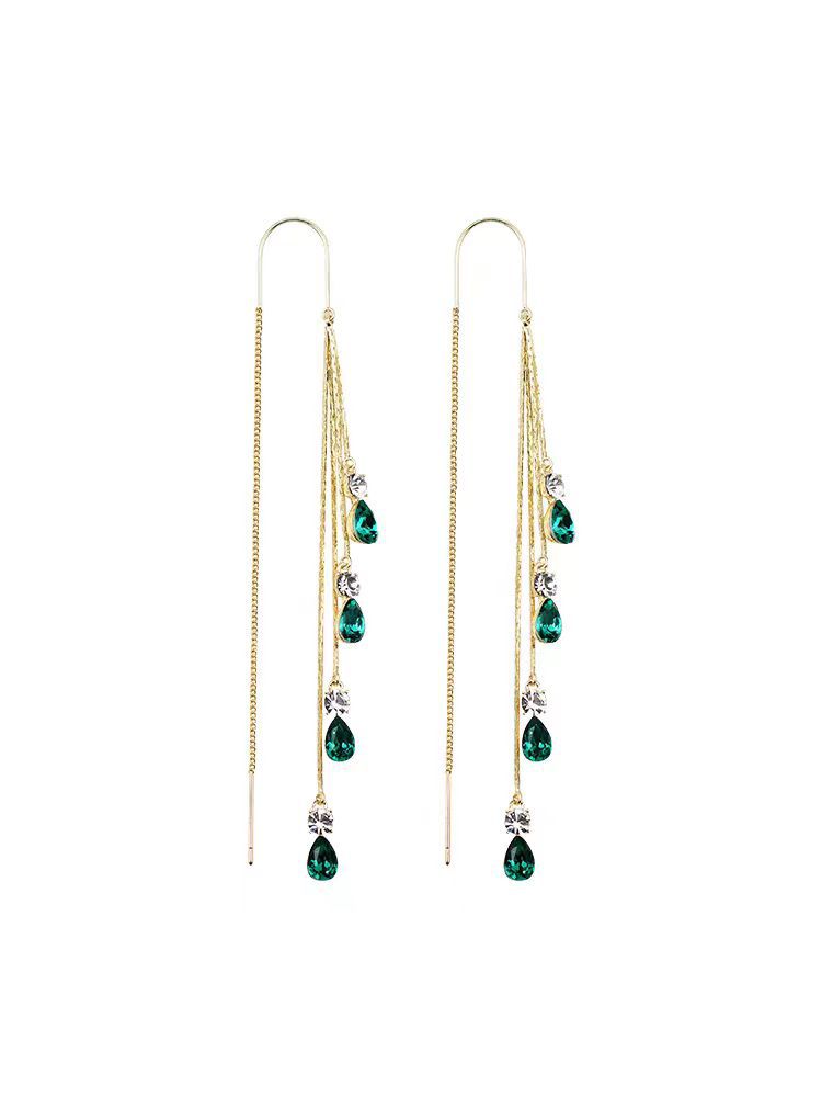 Green Crystal Ear Threads