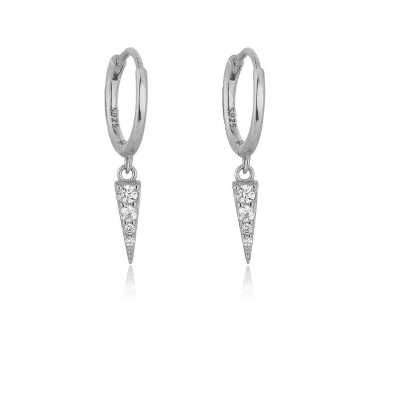 Flash Diamond Triangle Cone Earrings - Punk Style Women&