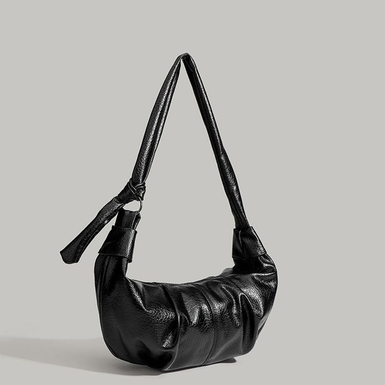Folded dumpling bag, retro casual versatile hobo bag, design portable hobo bag small, small shoulder bag