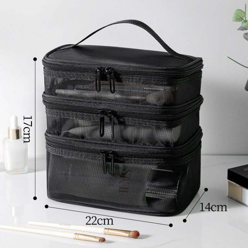 Mesh cosmetic bag, lightweight large capacity three-layer toilet bag, double-layer storage bag, travel mesh bag, tool storage box portable, Mesh ShowerTote Bag,