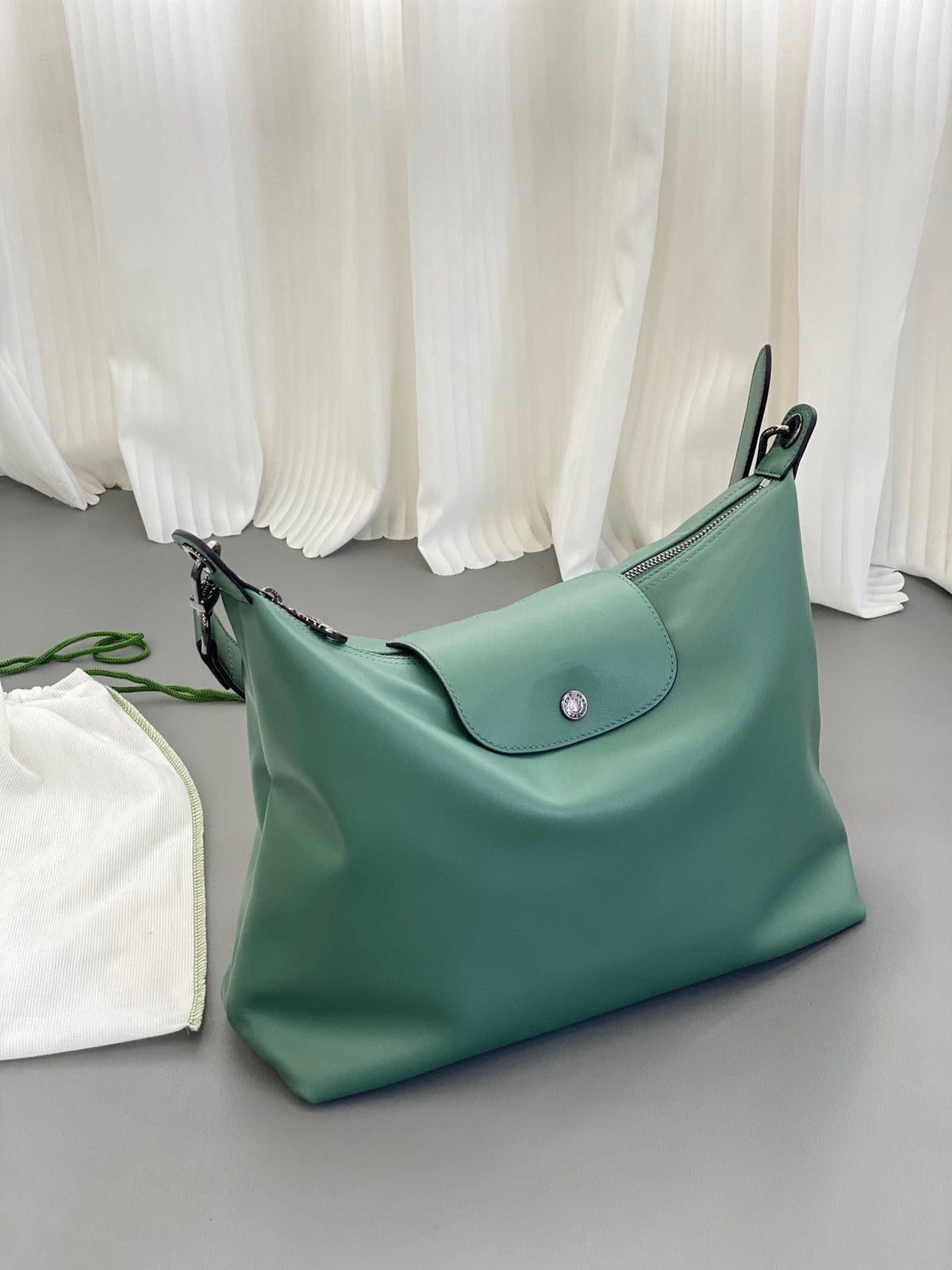 Hobo shoulder bag, boho grey women&