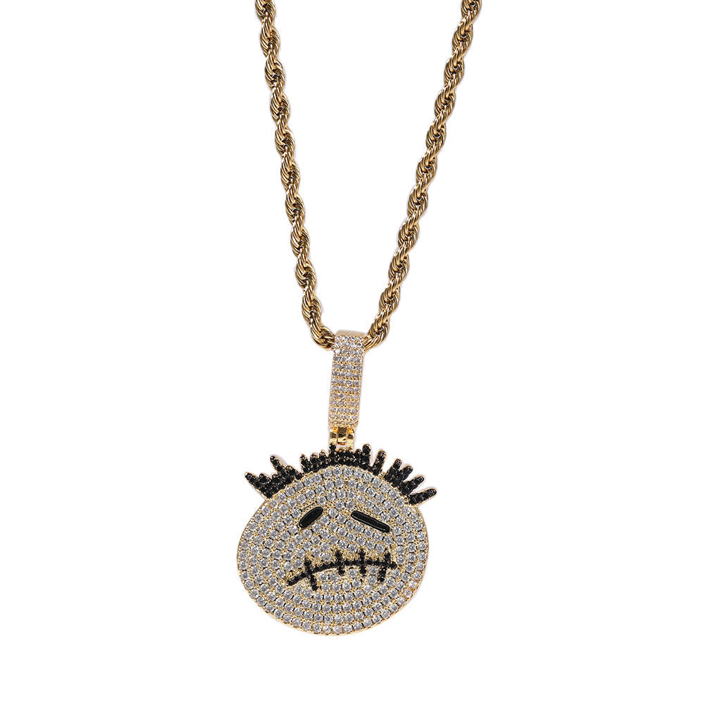 Hip-hop cartoon zircon spiky-head avatar necklace