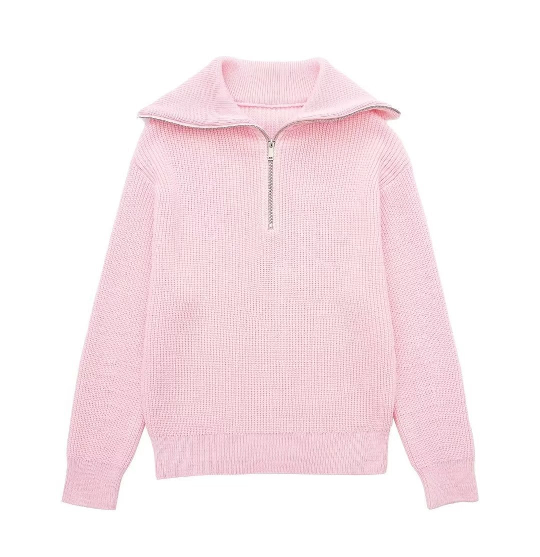 Casual All-match Open Collar Wool Sweater
