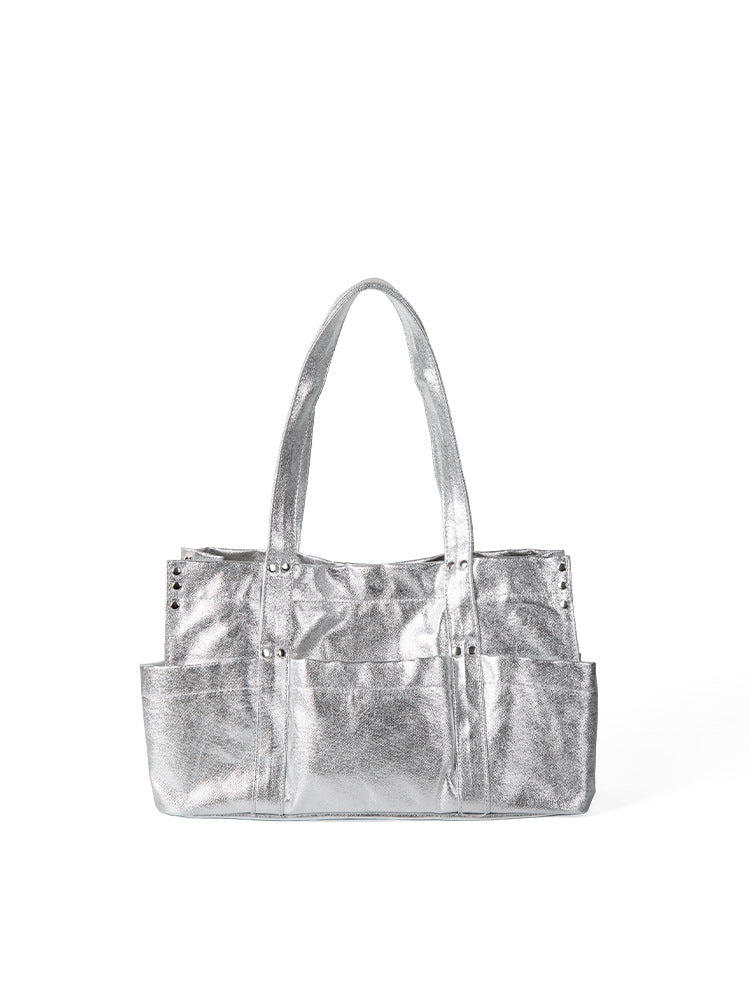Stylish Metallic Hobo Tote Purse - Summer Design Large Capacity Multi-Compartment Shoulder Bag for Women