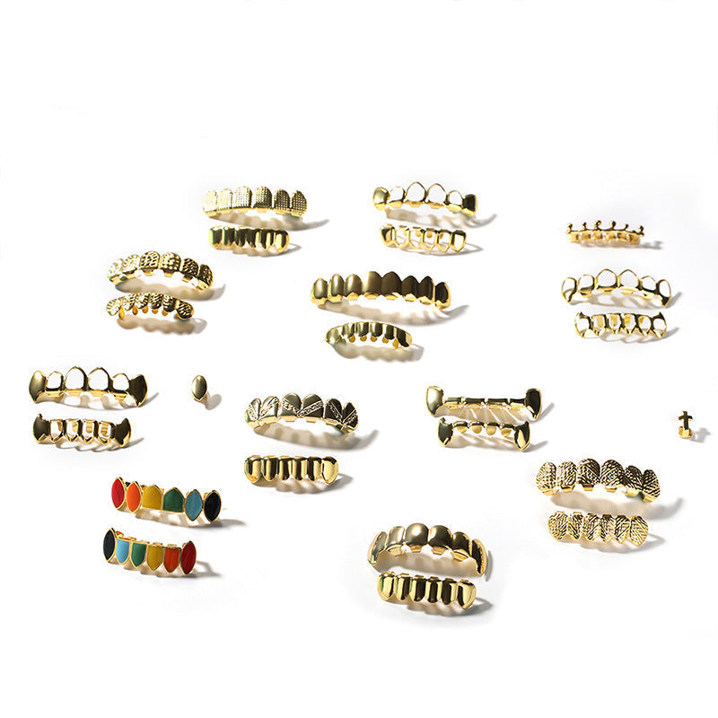 Hip-hop polished braces with gold electroplating