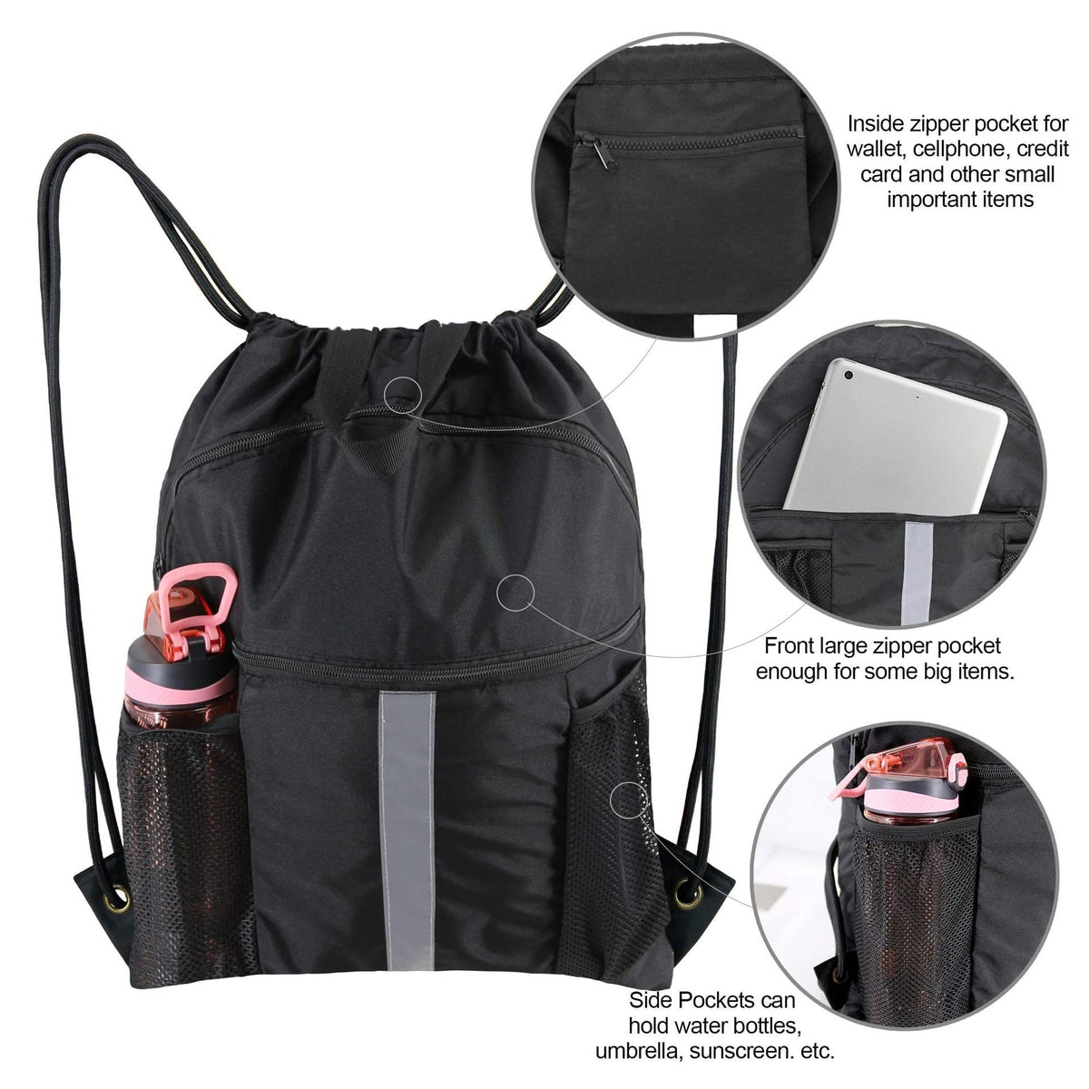 Basketball football drawstring backpack, drawstring backpack with shoe compartment, sports belt pocket sports equipment bag