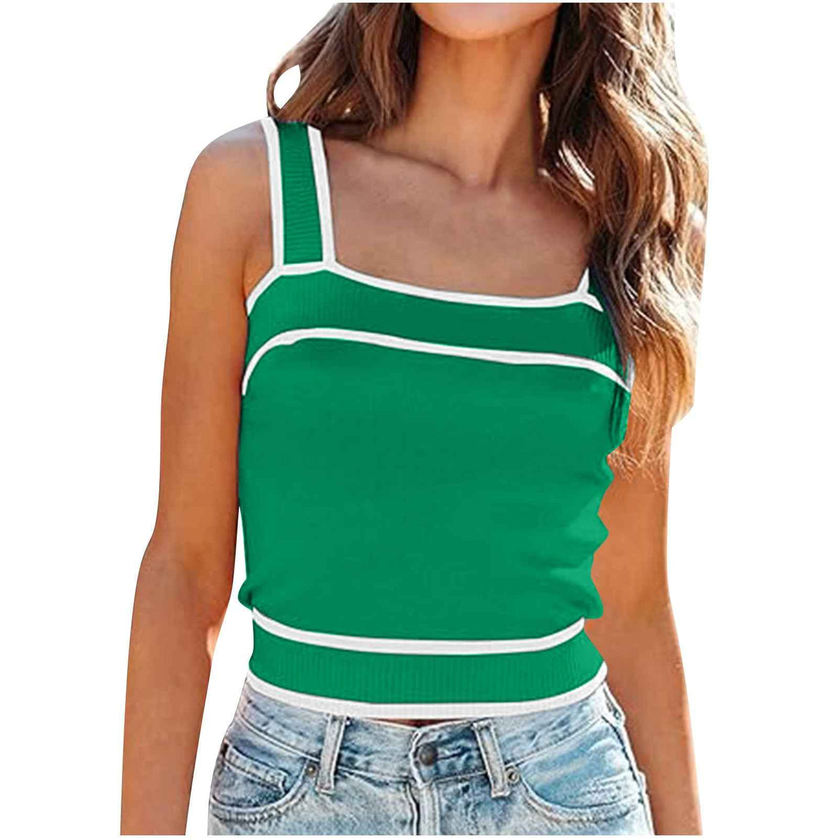 Small suspender vest, sexy inside and outside, sleeveless bottom color matching top for women