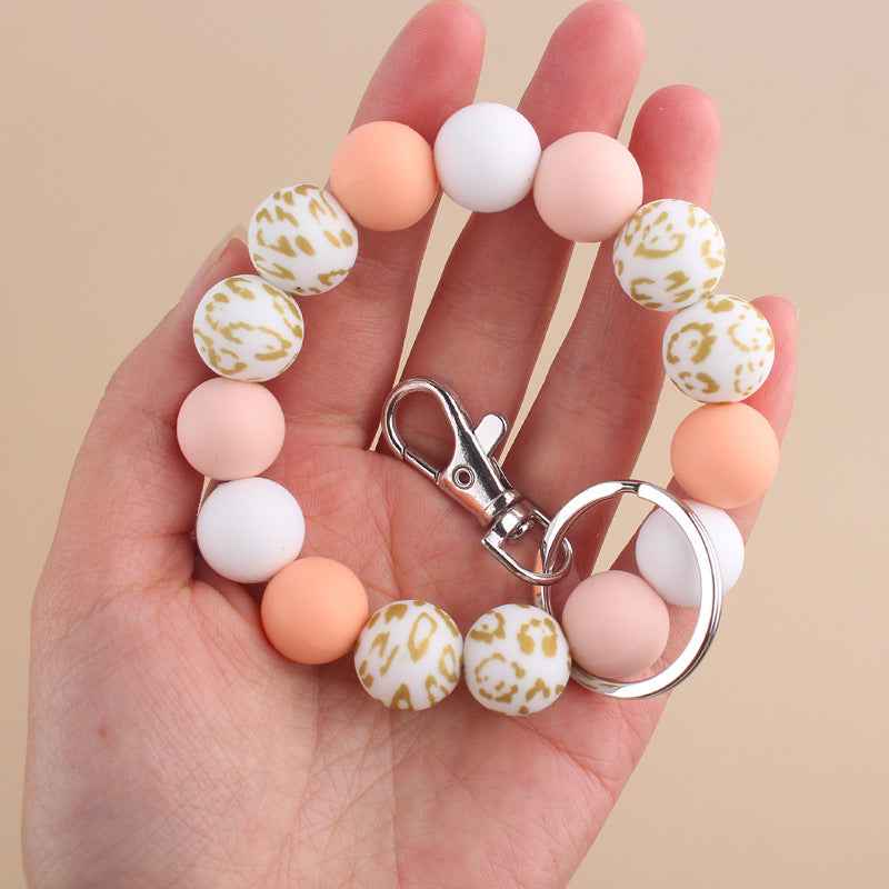 Silicone Beads Cow Sunflower Keychain Accessories, Creative Pendant Bracelet Bracelet Keyring Female