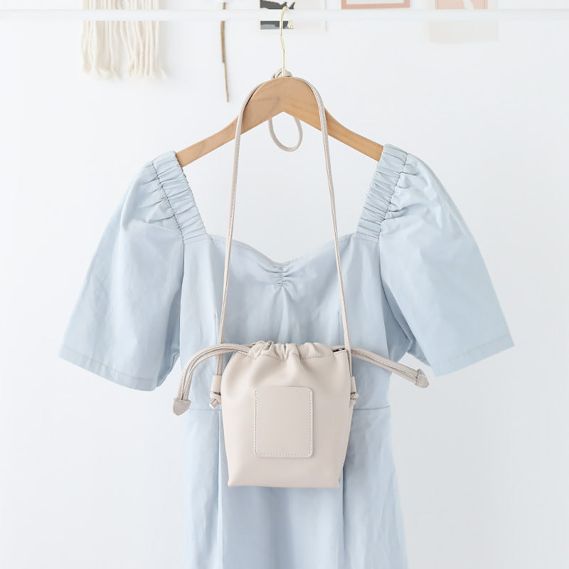Soft PU Cute Mini Mobile Phone Bag - Fashionable Pleated Shoulder Women&