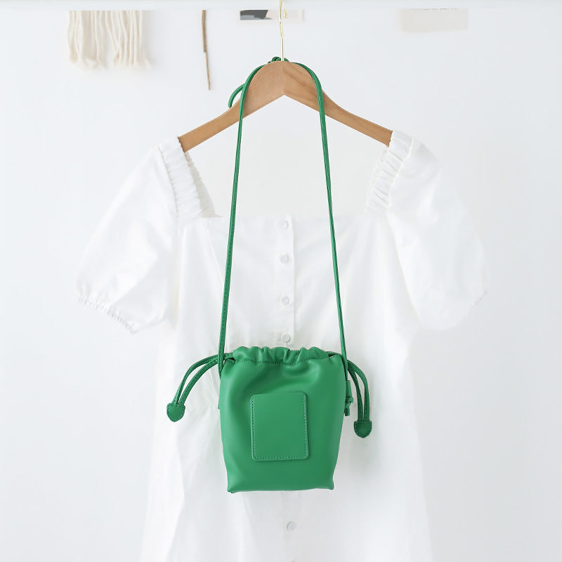 Soft PU Cute Mini Mobile Phone Bag - Fashionable Pleated Shoulder Women&