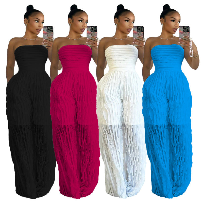 Elegant Wave Tube Top Jumpsuit