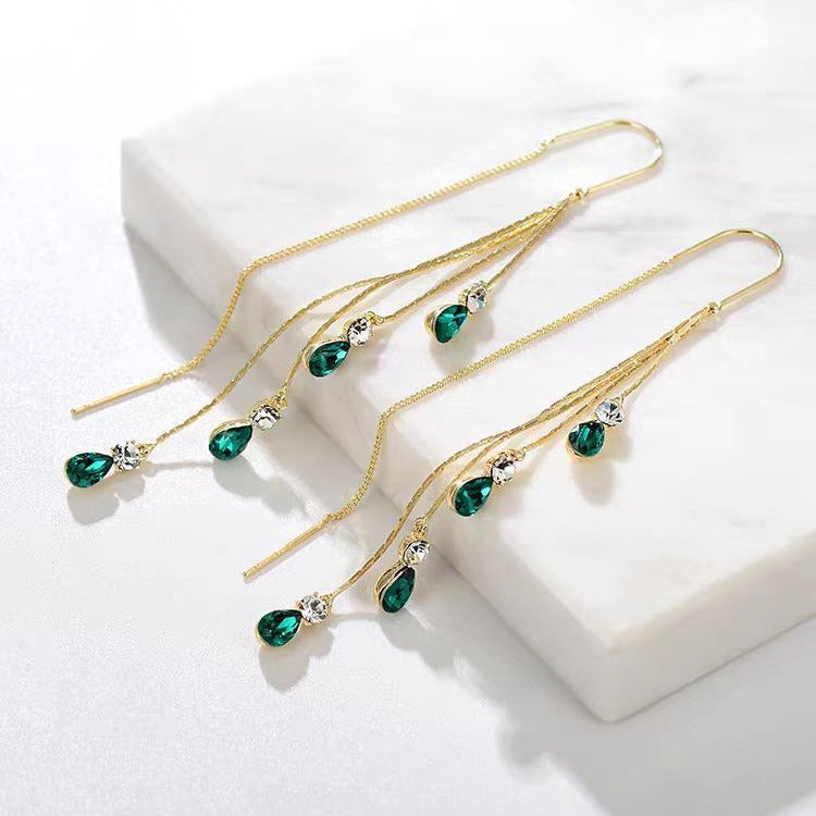Green Crystal Ear Threads