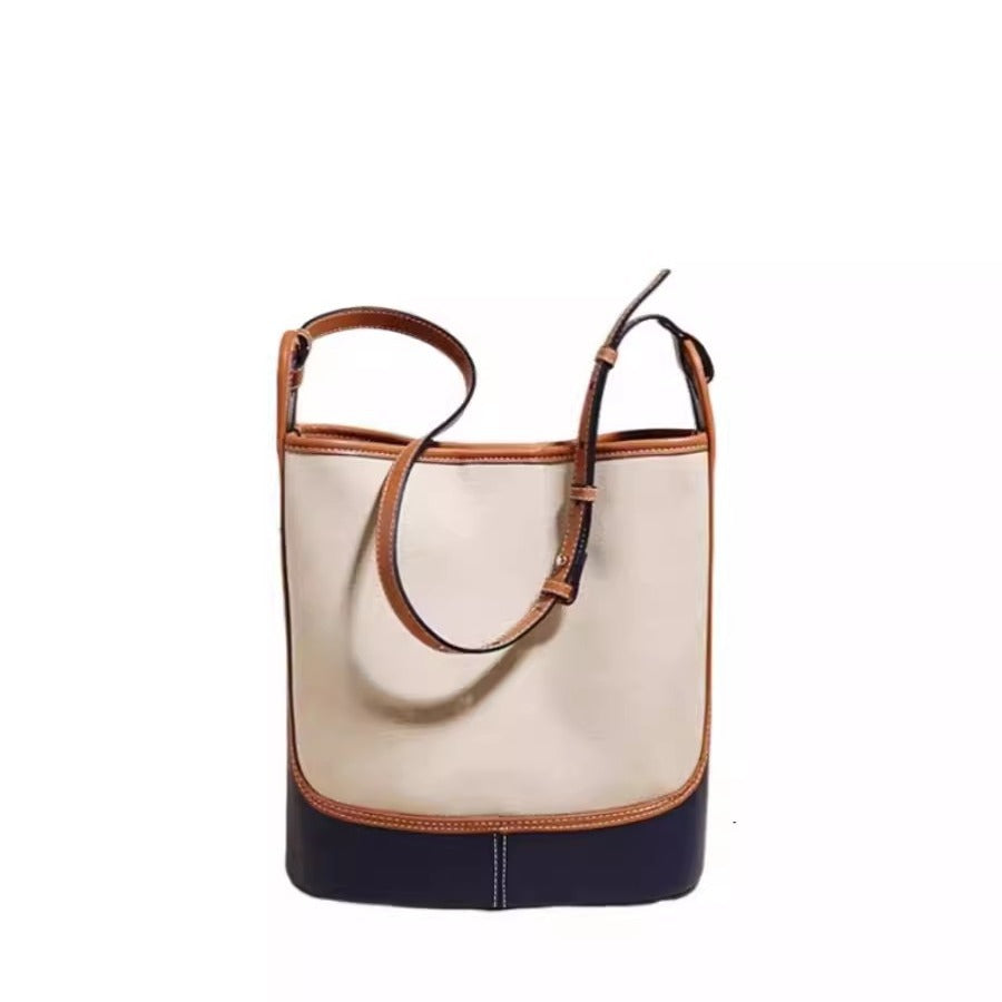 Stylish Denim Blue Canvas Bucket Bag - Women&