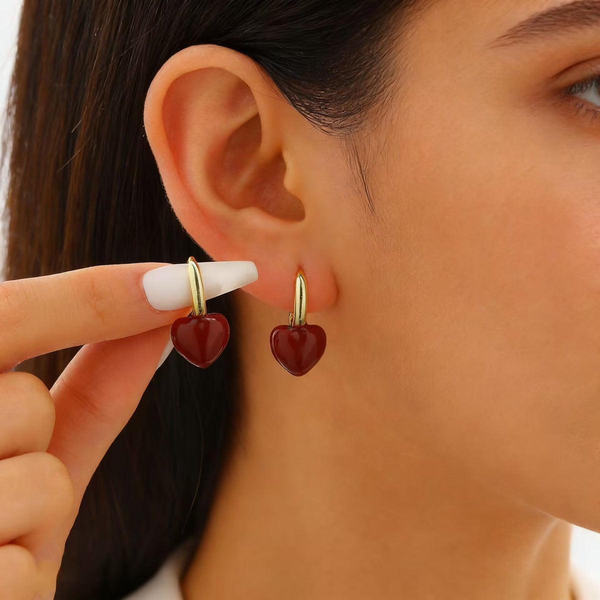 Elegant Heart Buckle Earrings Minimalist Niche Design
