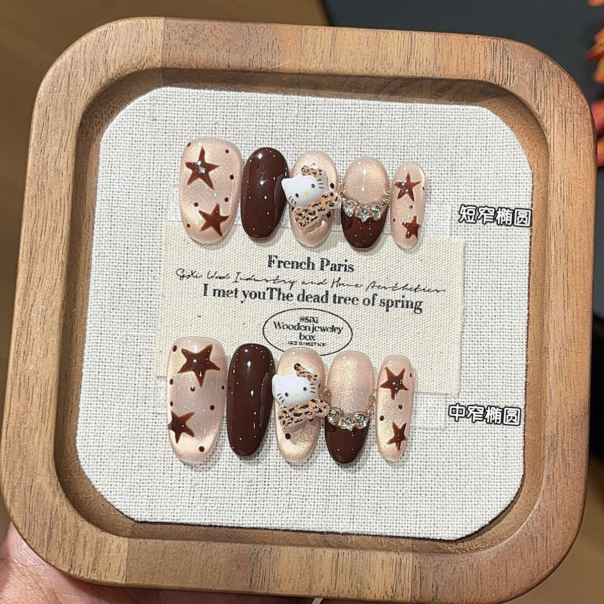 Hand-painted brown coffee star polka dots flash cat&