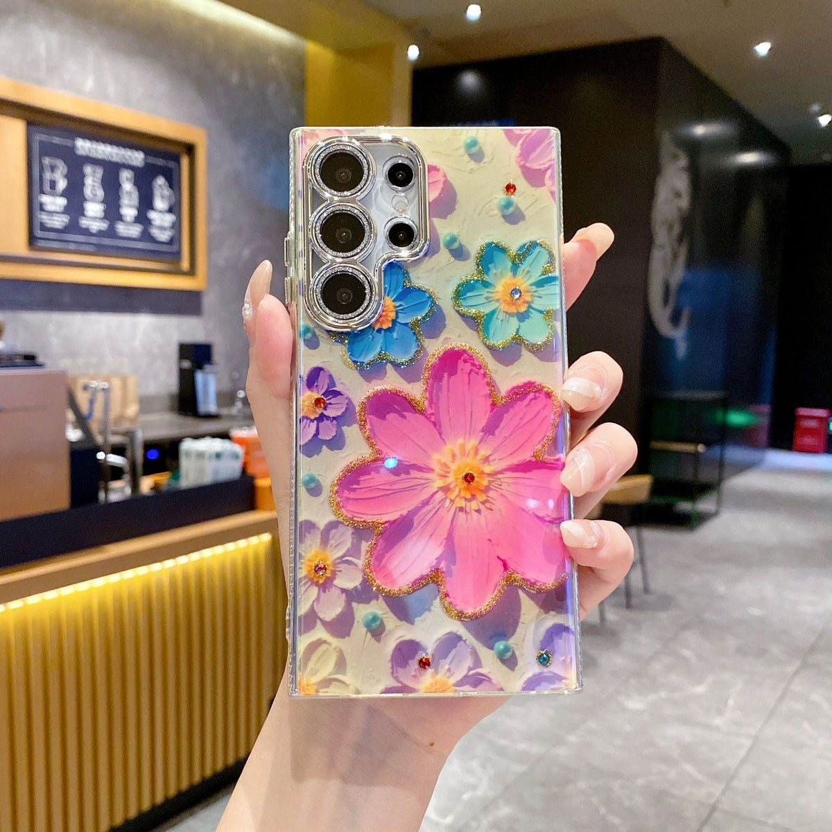 Luxury Rhinestone Flower Phone Case