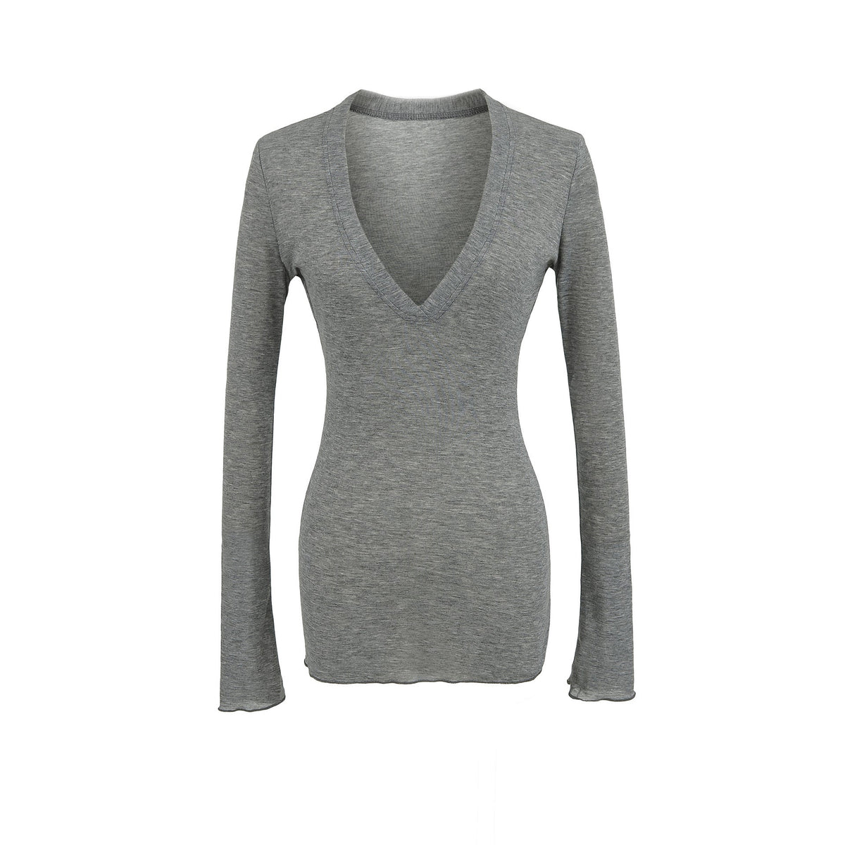 Deep V Neck Sheer T-Shirt
