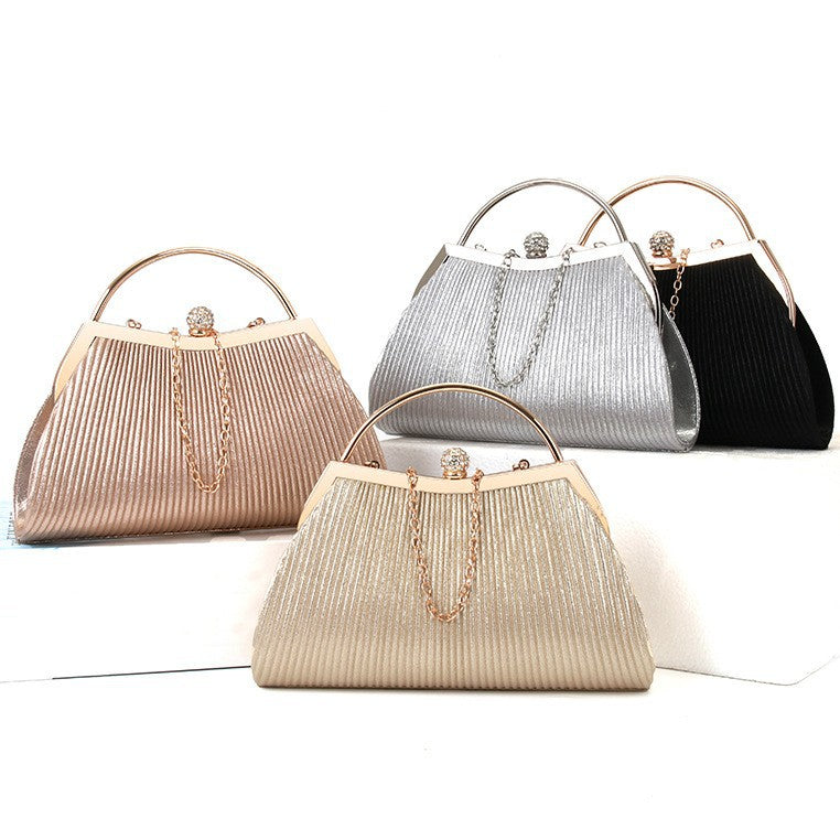 folded metal diamond-studded handbag wedding clutch bag