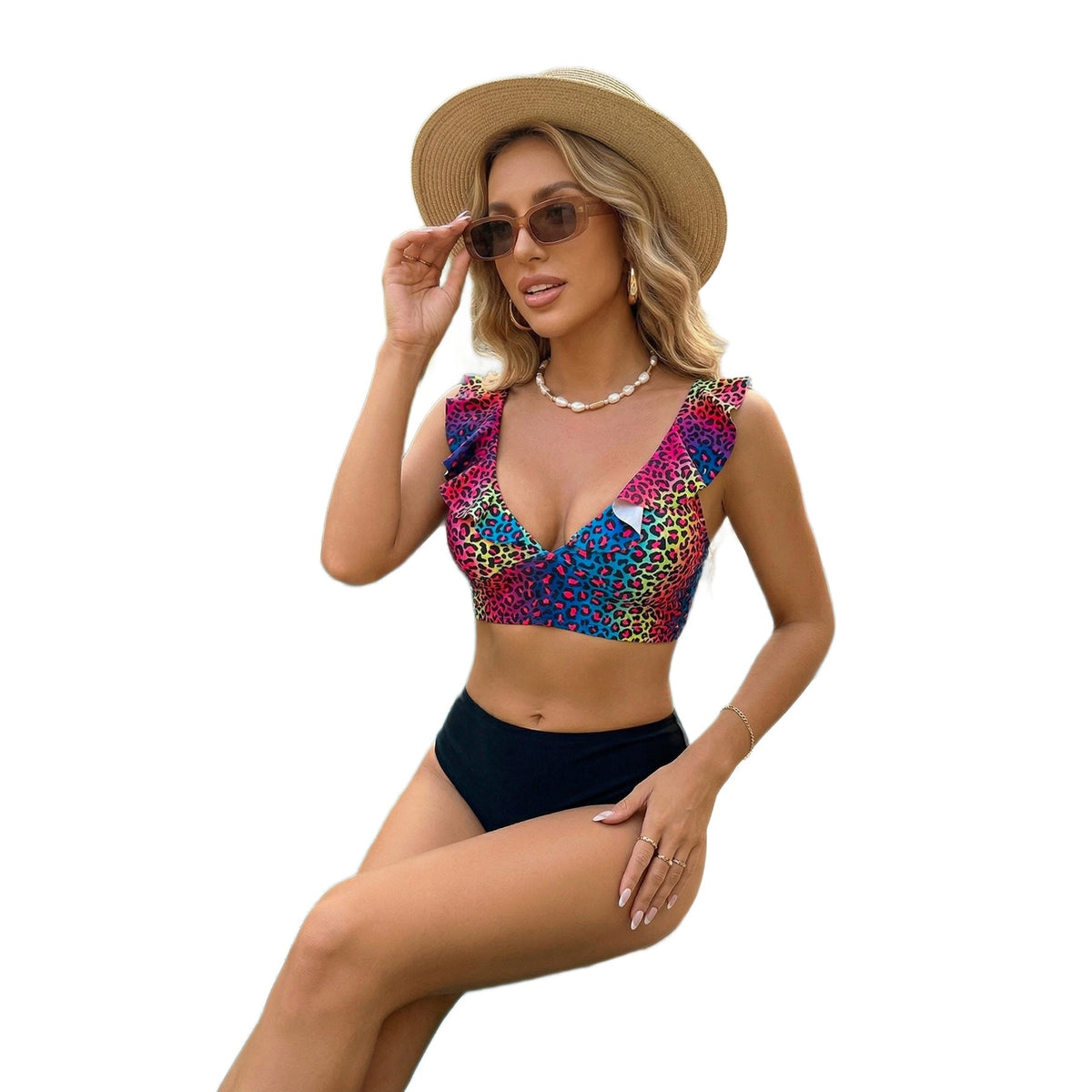 Leopard Print Bikini Set Women&