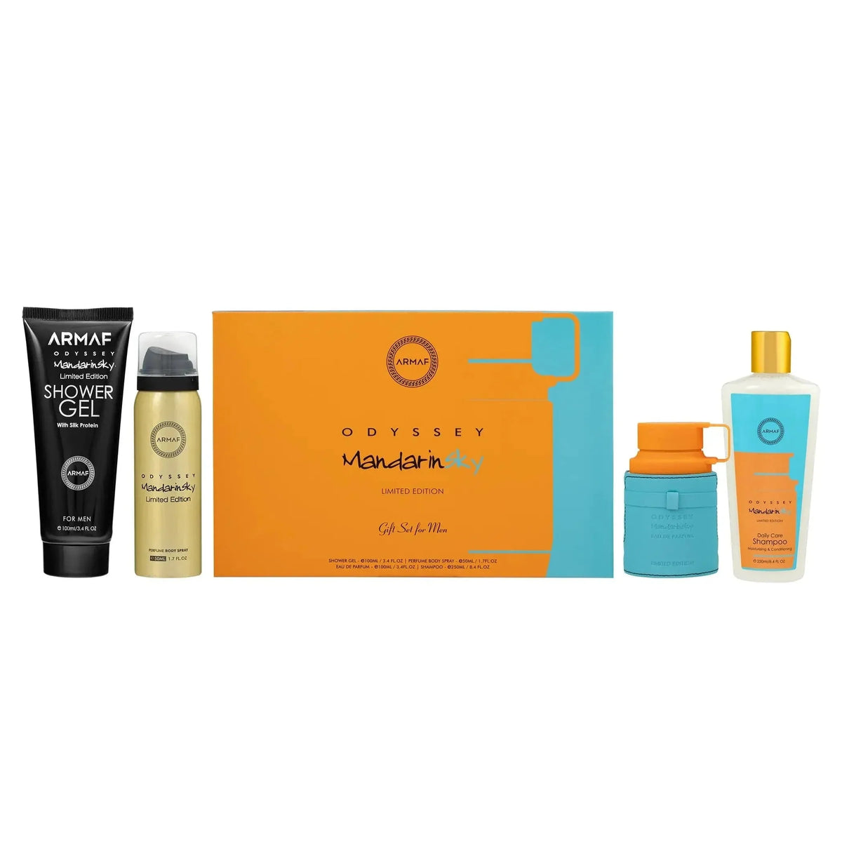 Armaf Odyssey Mandarin Sky 4-Piece Set For Men 3.4oz EDP Spray
