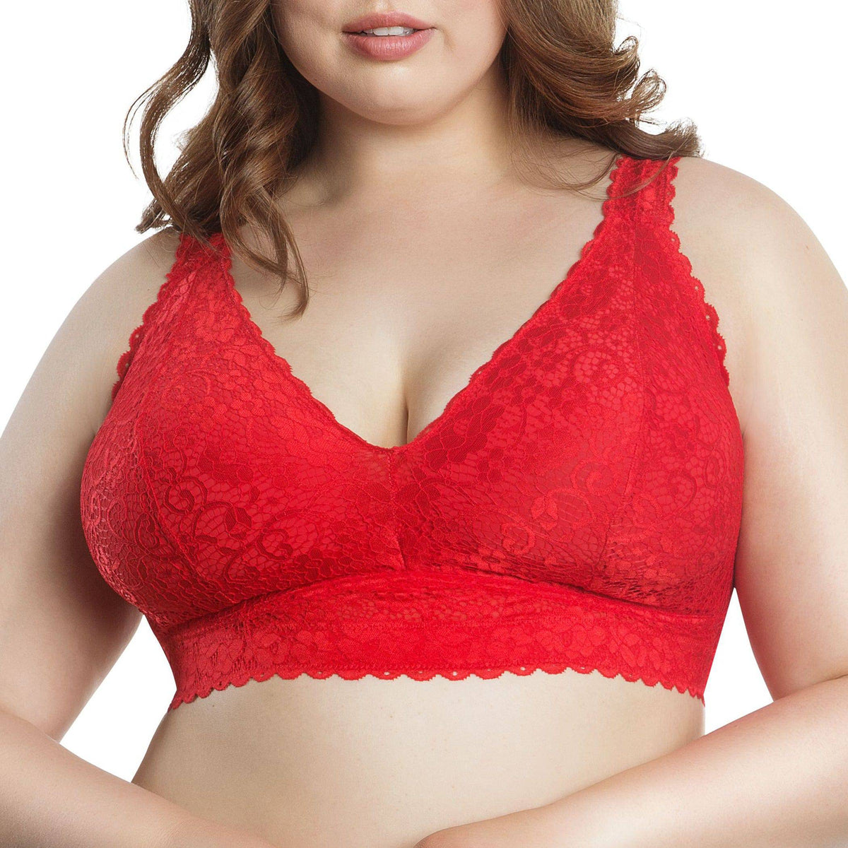 Adriana Wire-Free Full Bust Supportive Bralette - Racing red