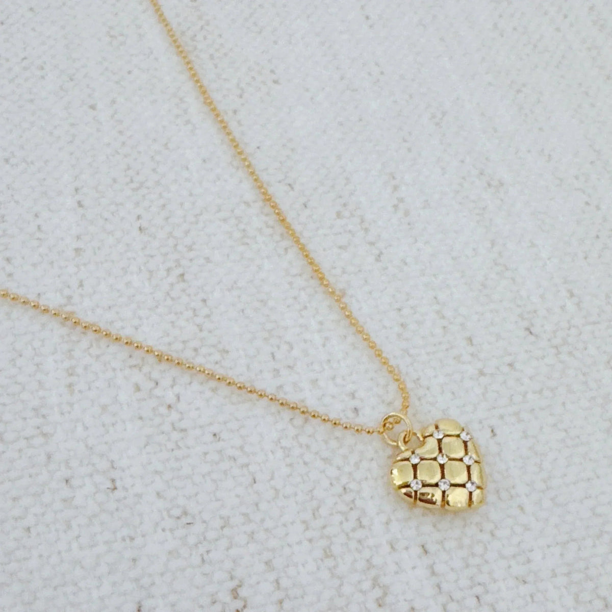 Quilted Luxe Heart Charm Necklace