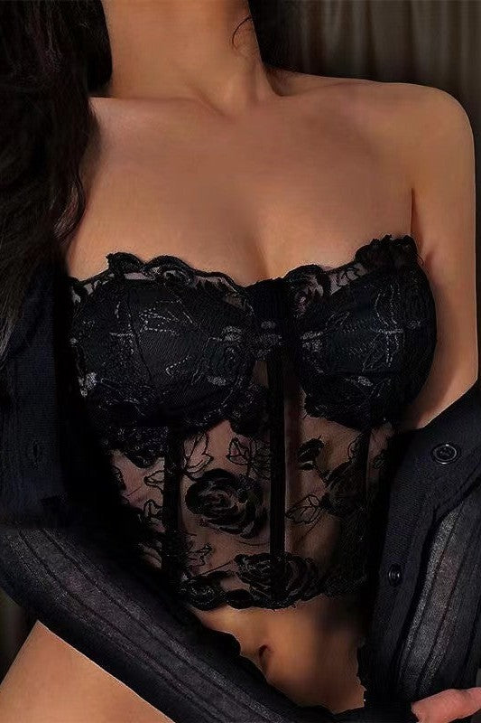 Ladies Lace Sexy Lace Strapless Corset