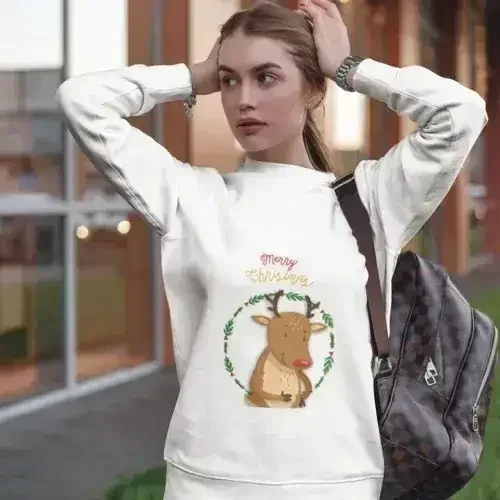 Reindeer Christmas Sweatshirt - Cozy Holiday Sweater | Femstylo