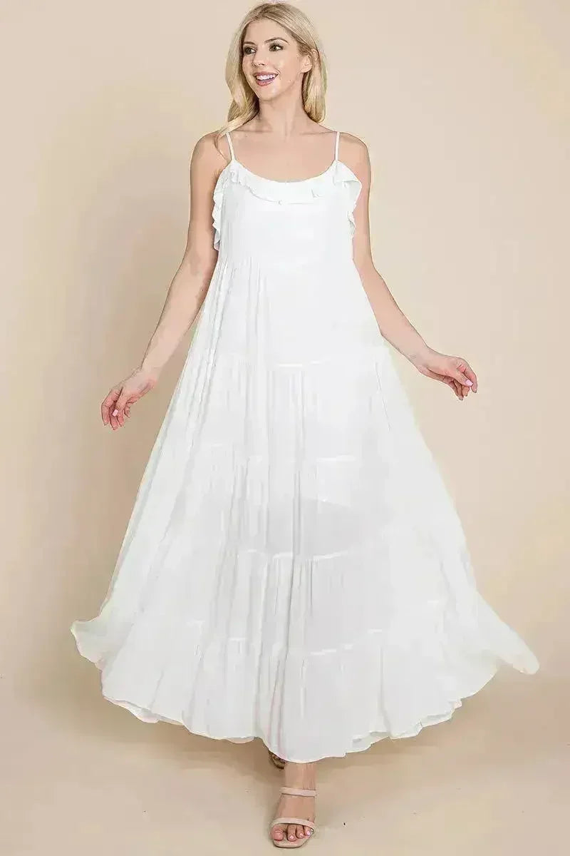 Tiered Tie Strap Cami Maxi Dress