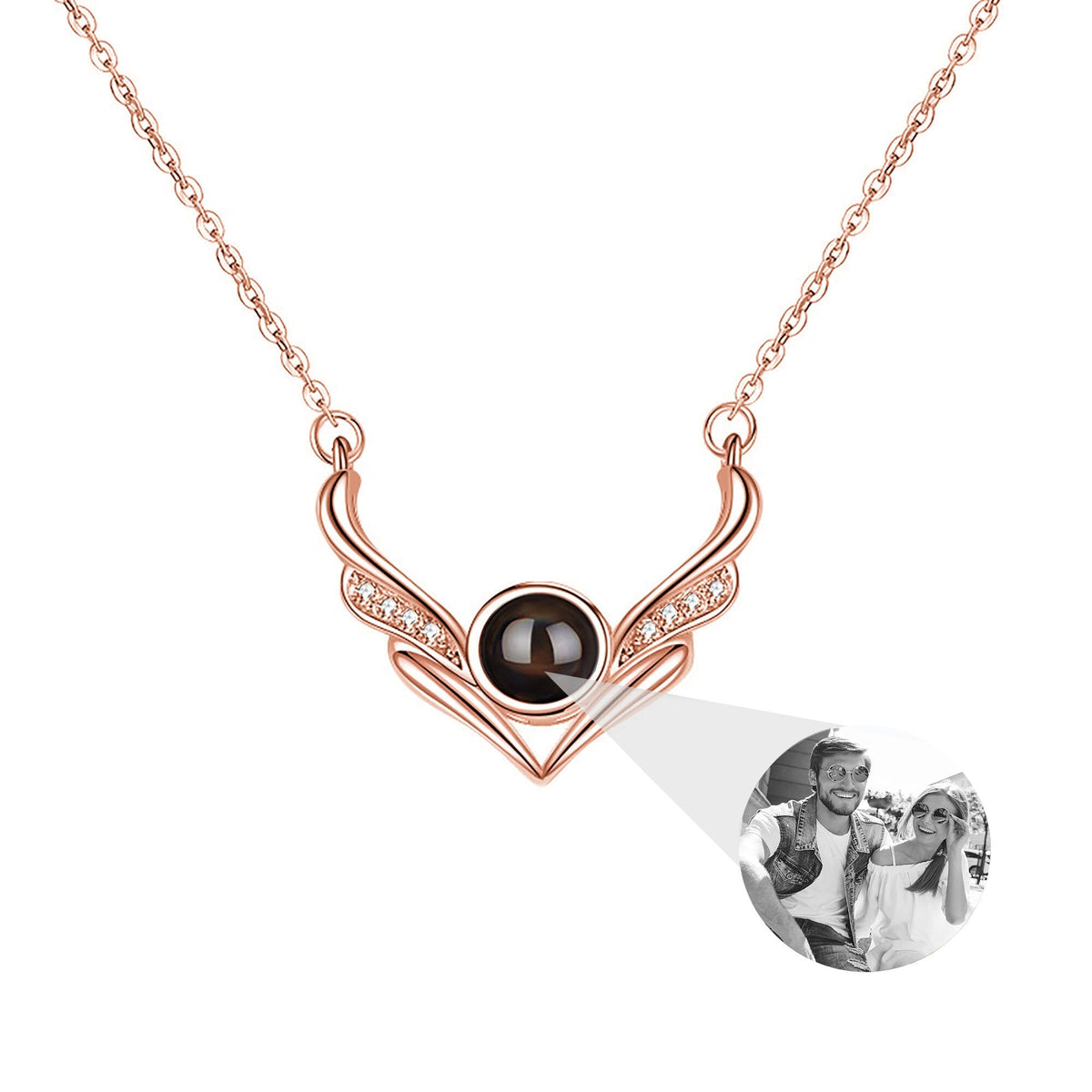 Angel wings with customizable photosProjection Necklace Pendant Jewelry