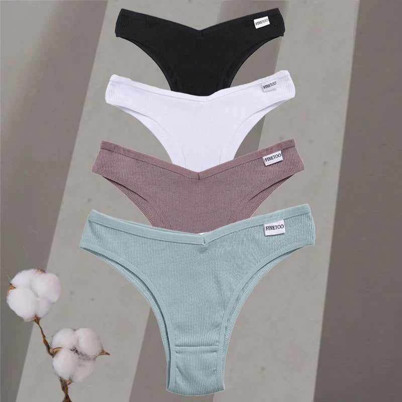 Premium Cotton Brazilian Panties – 4-Piece Set for Women